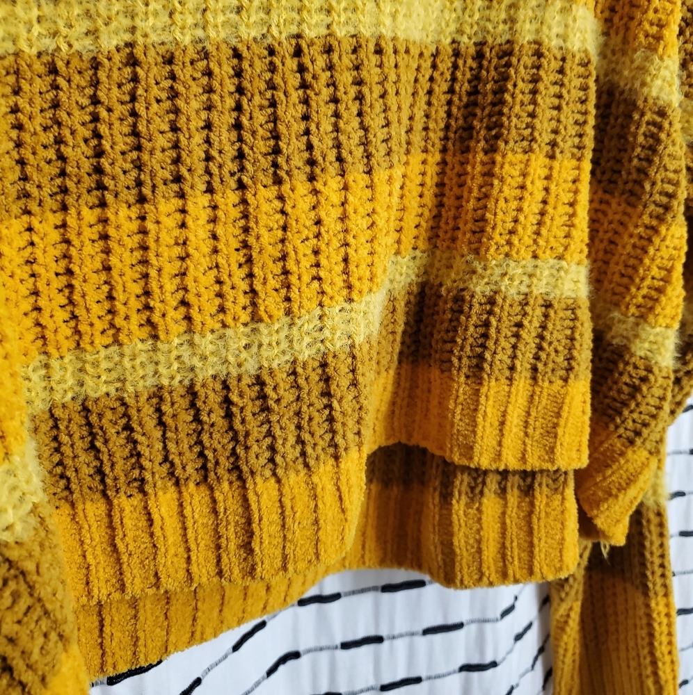 Wild Fable Fuzzy Yellow Stripe Knit Sweater - Picture 4 of 4